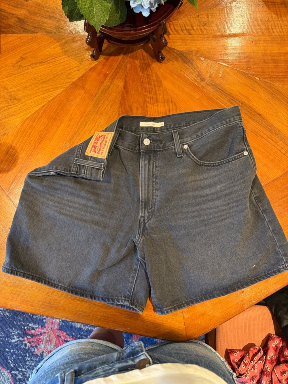 Levi's Black Denim long Jean Shorts